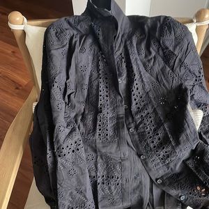 Black love token blouse/coverup